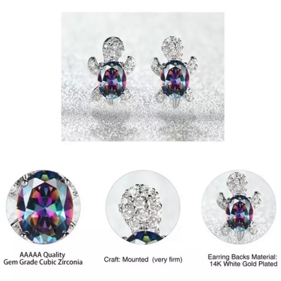 “Just Keep Swimming” Champagne Pink Turtle Diamond Sterling Silver Gift Necklace - Picture 5 of 12